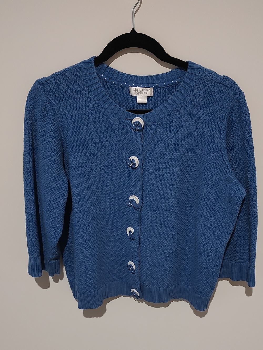 100% Cotton Blue Cardigan Y2k Feminine Coastal Casual Preppy Modest Collegiate